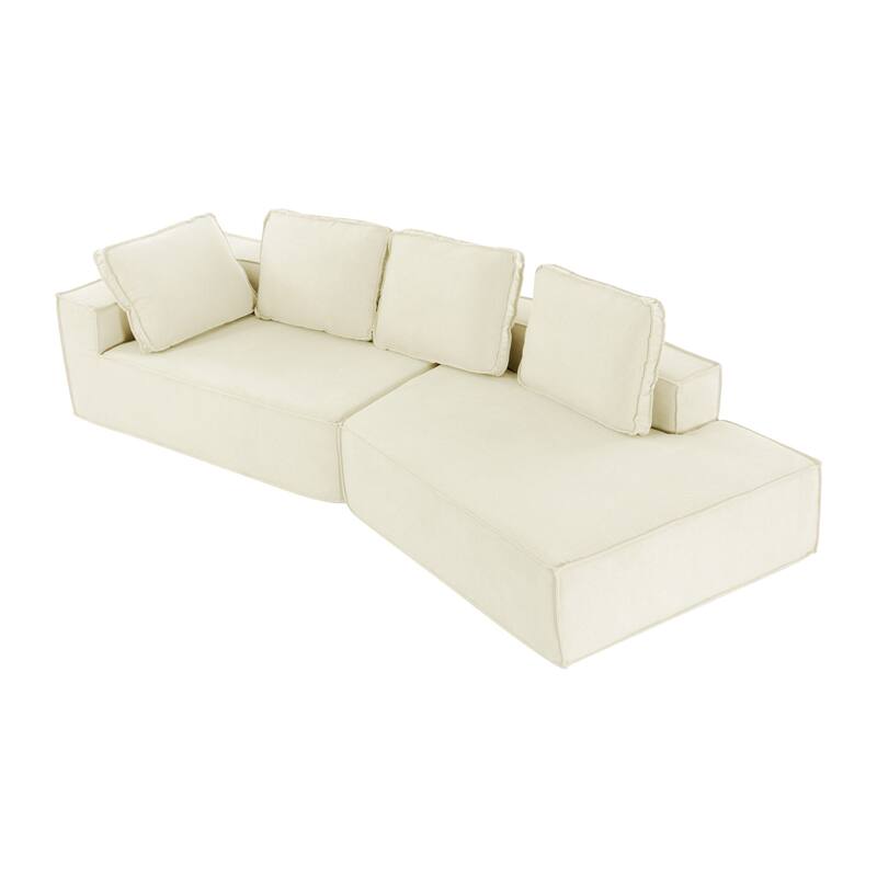 125" Modern Indoor Lounge Sleeper Sofa, 4Seater Sectional Couch with Clean Lines for Living